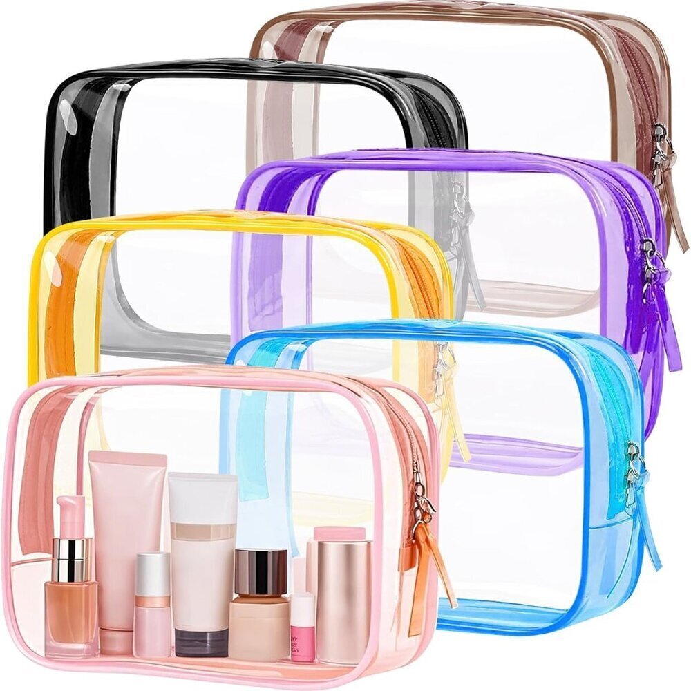 6 Pack Clear Toiletry Bags, TSA Approved Clear Makeup Bag Quart Size Travel Bag